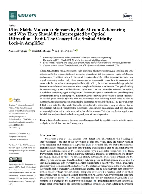 Ultra-Stable Molecular Sensors by Sub-Micron Referencing and Why They Should Be Interrogated by Optical Diffraction—Part I. The Concept of a Spatial Affinity Lock-in Amplifier