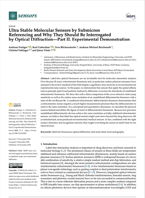 Ultra Stable Molecular Sensors by Submicron Referencing and Why They Should Be Interrogated by Optical Diffraction—Part II. Experimental Demonstration