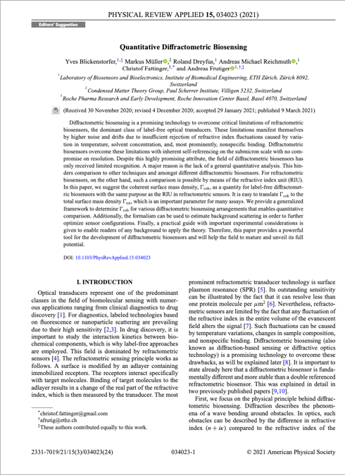 Quantitative Diffractometric Biosensing