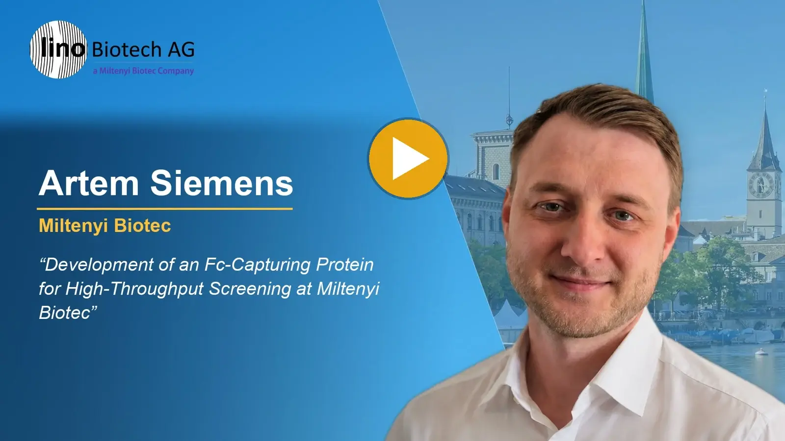 Artem Siemens, Miltenyi Biotec, talk at the 3rd focal Molography User Meeting 2026: Development of an Fc-Capturing Protein for High-Throughput Screening at Miltenyi Biotec